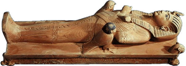 Momie de Tout Ankh amon sur son li t funéraire